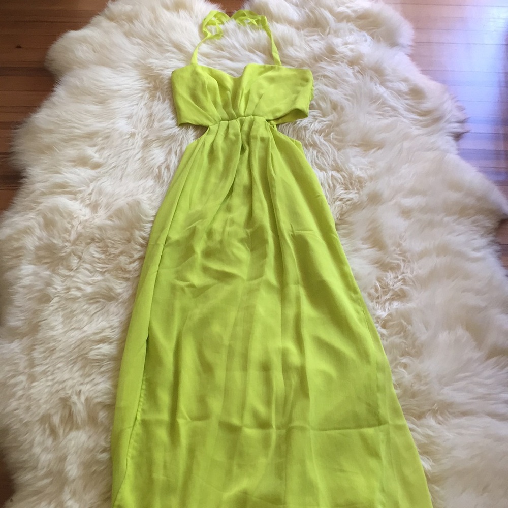 NWOT BCBG neon maxi dress w/ cutouts
